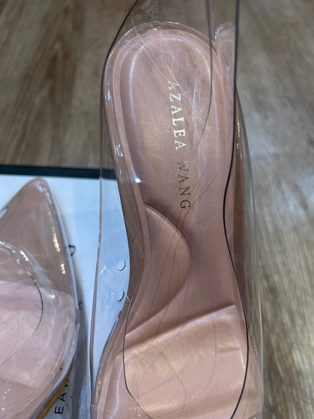 Azalea Wang Clear PVC Block Heels in Nude - Picture 3 of 6